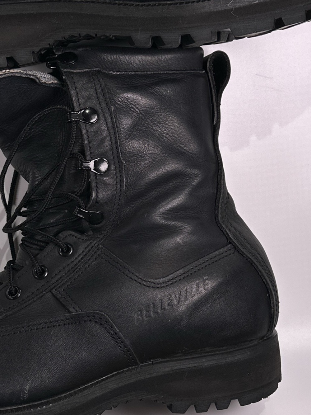 Belleville Mens 10.5 Black Leather GoreTex Zip Distressed Grunge Combat Boots - Picture 4 of 12